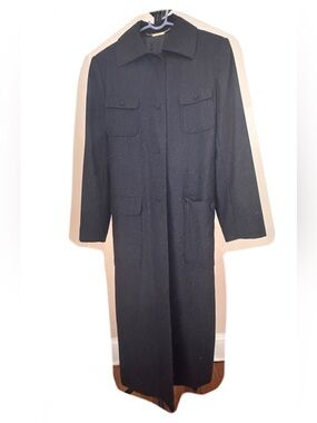 Angelica L Long Black Button Wool Coat